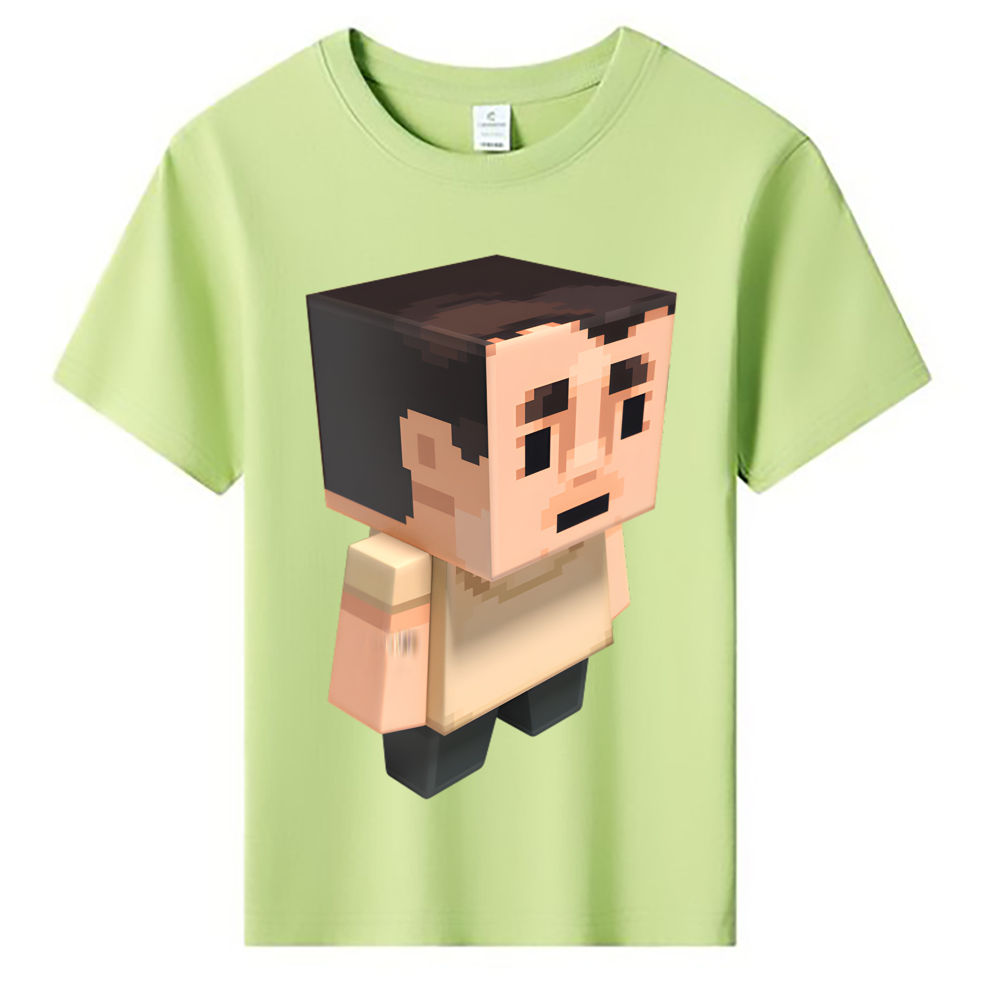 （画像用） マインクラフト ブロックの世界 Minecraft MC Block world 綿100％キッズTシャツ（フロントプリント）